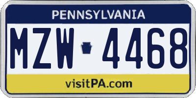 PA license plate MZW4468