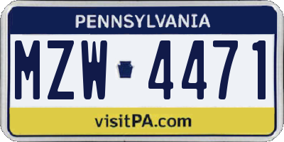 PA license plate MZW4471