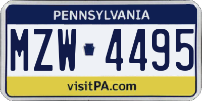 PA license plate MZW4495