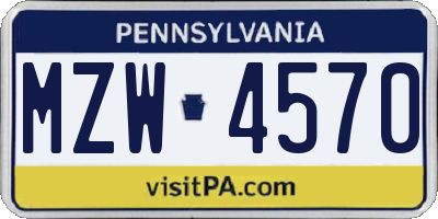 PA license plate MZW4570
