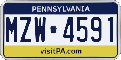 PA license plate MZW4591