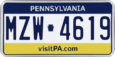 PA license plate MZW4619