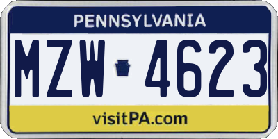 PA license plate MZW4623