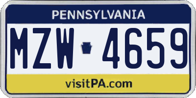 PA license plate MZW4659