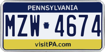 PA license plate MZW4674