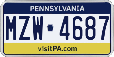 PA license plate MZW4687