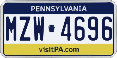 PA license plate MZW4696