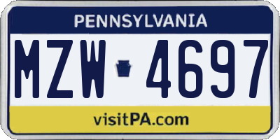 PA license plate MZW4697