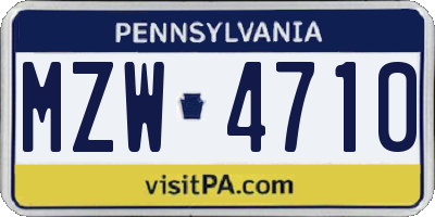 PA license plate MZW4710