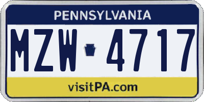 PA license plate MZW4717