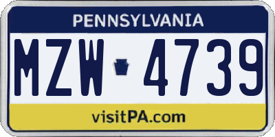 PA license plate MZW4739