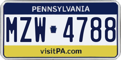PA license plate MZW4788