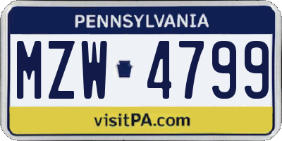 PA license plate MZW4799