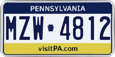 PA license plate MZW4812