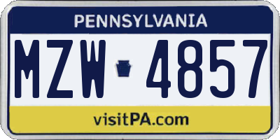PA license plate MZW4857