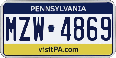 PA license plate MZW4869