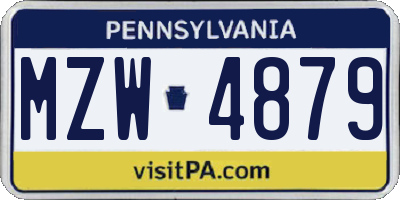 PA license plate MZW4879
