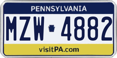 PA license plate MZW4882