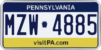 PA license plate MZW4885