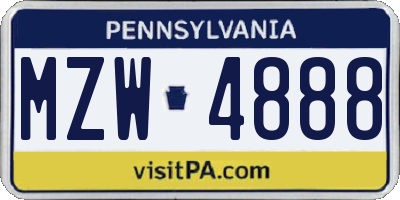 PA license plate MZW4888