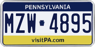 PA license plate MZW4895