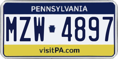PA license plate MZW4897