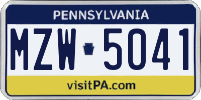 PA license plate MZW5041