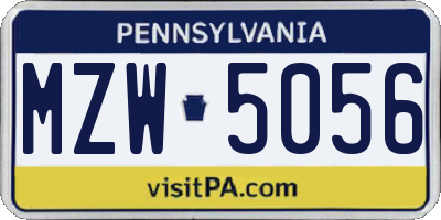 PA license plate MZW5056