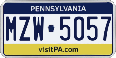 PA license plate MZW5057