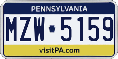 PA license plate MZW5159
