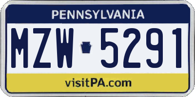 PA license plate MZW5291