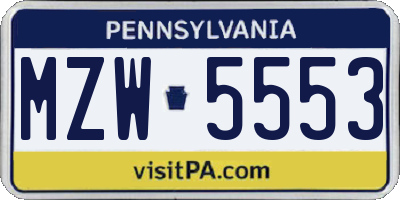 PA license plate MZW5553