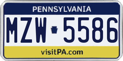 PA license plate MZW5586