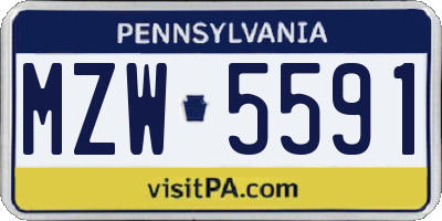 PA license plate MZW5591