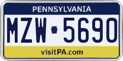 PA license plate MZW5690