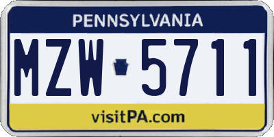PA license plate MZW5711