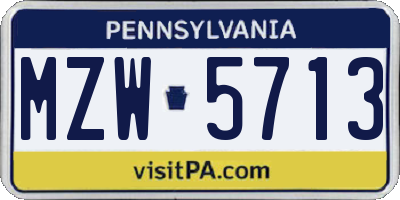 PA license plate MZW5713