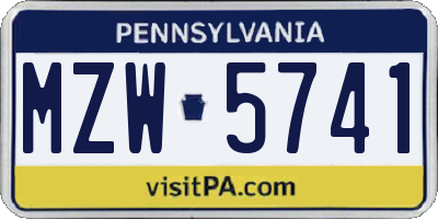 PA license plate MZW5741