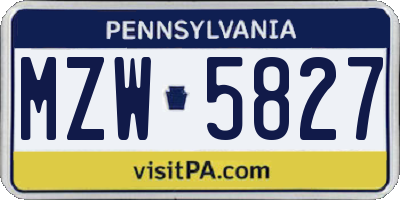 PA license plate MZW5827