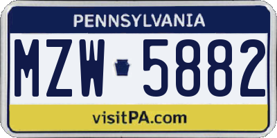 PA license plate MZW5882