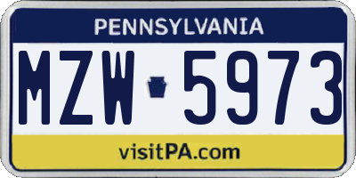 PA license plate MZW5973