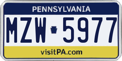 PA license plate MZW5977
