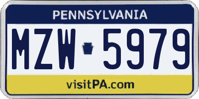 PA license plate MZW5979
