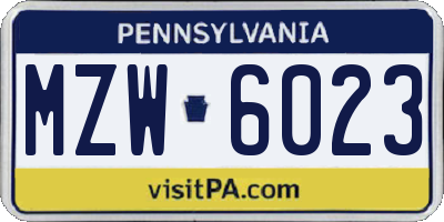 PA license plate MZW6023