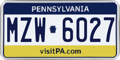 PA license plate MZW6027