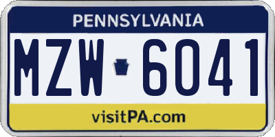 PA license plate MZW6041