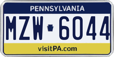 PA license plate MZW6044