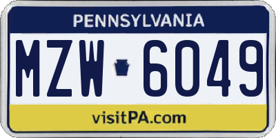 PA license plate MZW6049