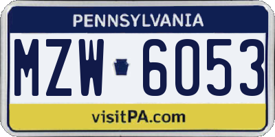 PA license plate MZW6053
