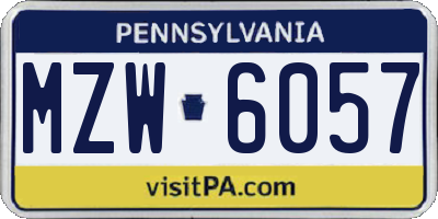 PA license plate MZW6057